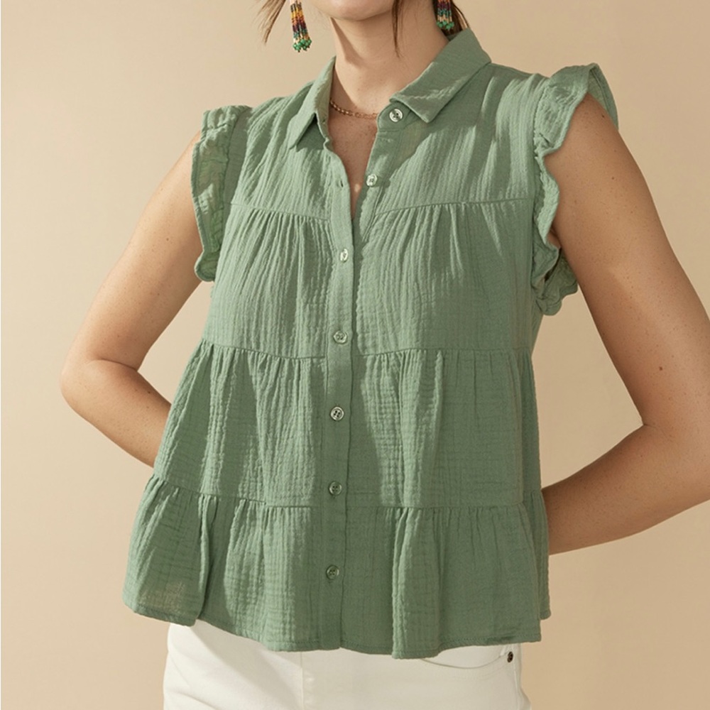 Elisha Ruffle Gauze Babydoll Blouse